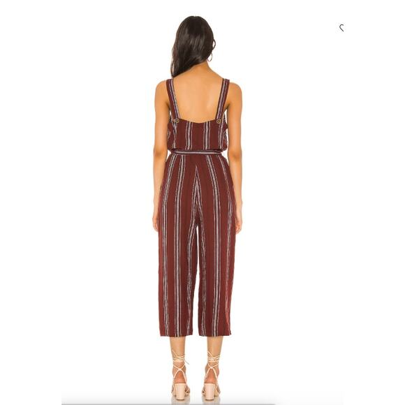 SANCTUARY Evereve NWT Sedona Maroon Striped Jumpsuit // L - Picture 3 of 12